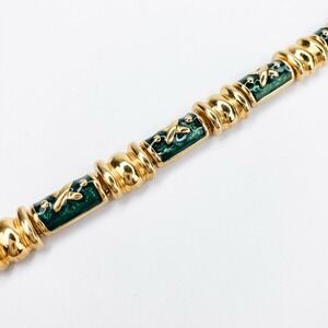 Vintage Joan Rivers Gold Tone and Green Link Bracelet